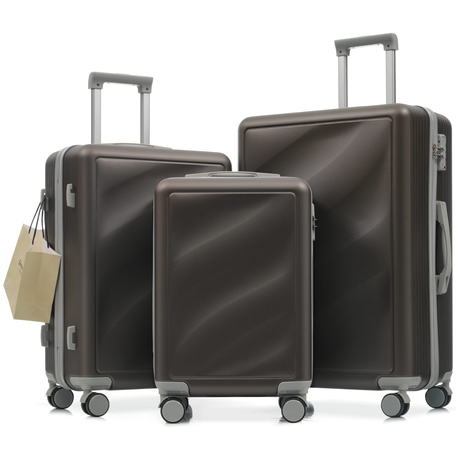 Euroco Luggage Set 3 Piece, ABS Hardside Suitcase with Spinner Wheels,TSA Lock and 2 Side Hooks,Lightweight Durable Travel Suitcase Set(20"/24"/28"),Bronze