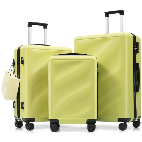 Euroco Luggage Set 3 Piece, ABS Hardside Suitcase with Spinner Wheels,TSA Lock and 2 Side Hooks,Lightweight Durable Travel Suitcase Set(20"/24"/28"),Tea Green
