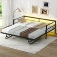 thumbnail image 1 of Euroco Metal Daybed with Trundle with LED Light, Twin, Solid Platform Bed with Pop up Trundle Bed for Bedroom, 1 of 9