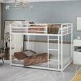 thumbnail image 1 of Euroco Metal Full Size Bunk Bed Low Profile Bunk with Ladder for Kids Teens, Space-Saving Steel for Limited Room, White, 1 of 11