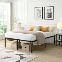 Euroco Metal Full Size Platform Bed Frame, Heavy Duty Metal Bed, Black