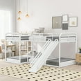 Euroco Metal LShaped Quadruple Bunk Bed with Slide, 2 Twin Beds and 2 Full Beds for Kids