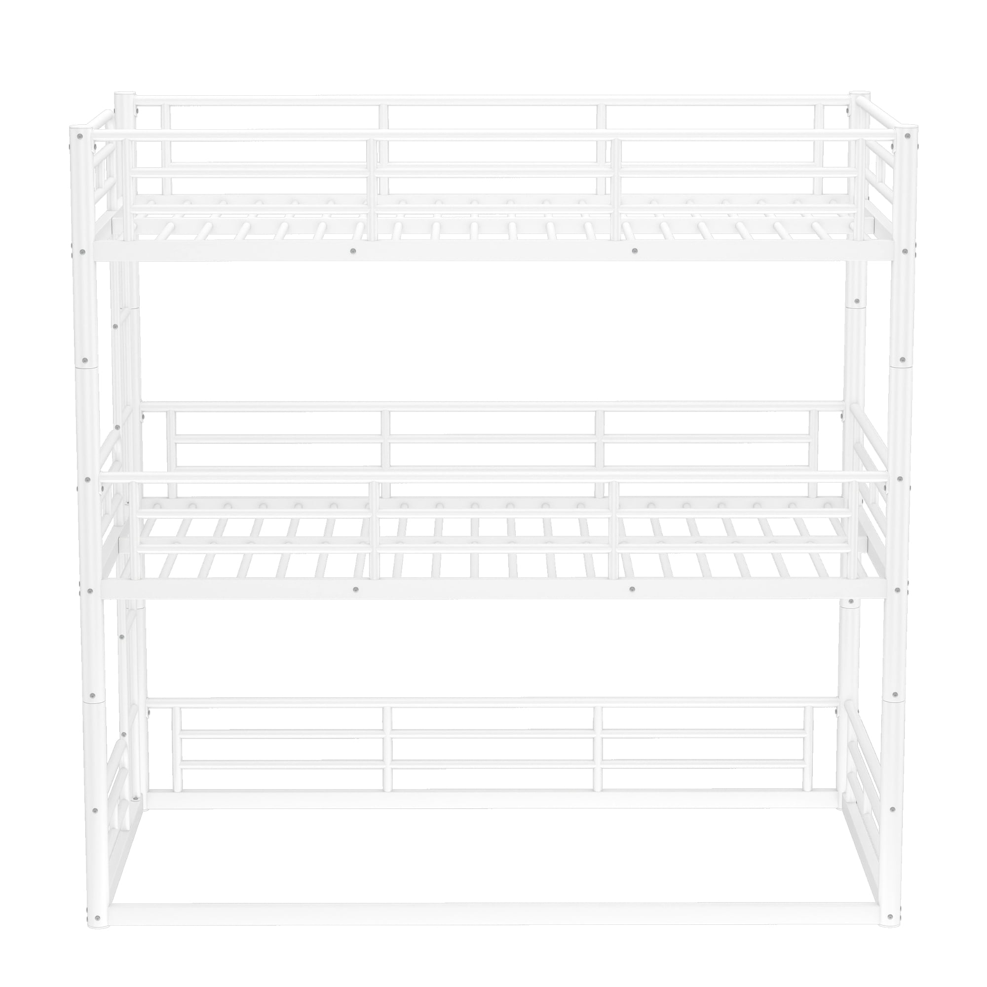 Euroco Metal Twin Bunk Bed,Triple Bed for Kids Room,3 Bed for Kids Teens Adults, Space-Saving, White