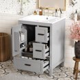 thumbnail image 1 of Euroco Modern 24-inch Bathroom Vanity with Ceramic Sink, Soft-Close Door, Double-Layer Door Shelf, and 3 Drawers, 1 of 9