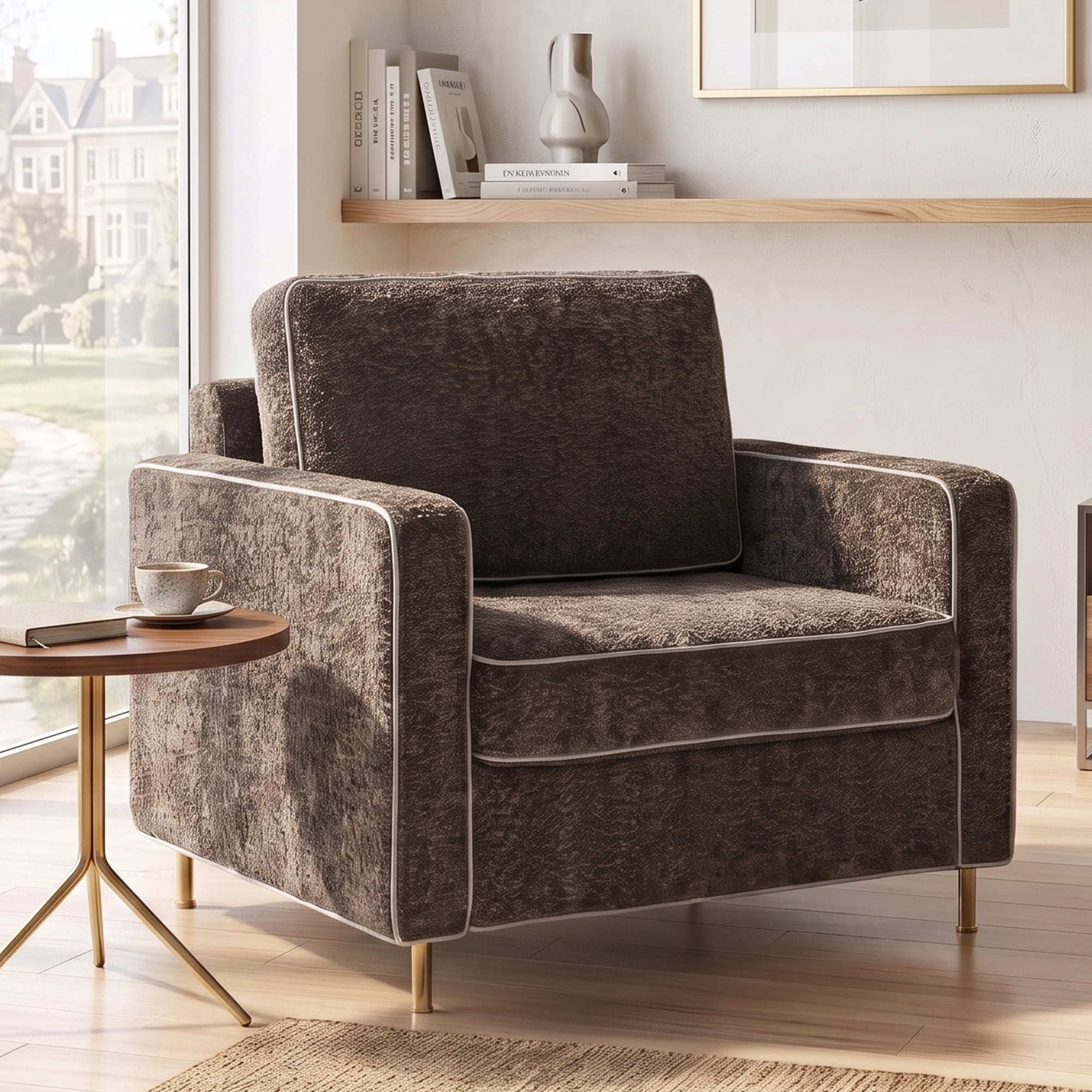 Euroco Modern Accent, Oversized Chenille Upholstered Single Sofa with