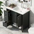 thumbnail image 1 of Euroco Modern Bathroom Vanity Cabinet with Right-Side Ceramic Sink, 2 Drawers & 2-Door Storage, Solid Wood & MDF, 8" Faucet Compatible, 1 of 9