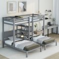 Euroco Modern Bedroom Twin over Twin & Twin Bunk Bed with Shelf, 3in1