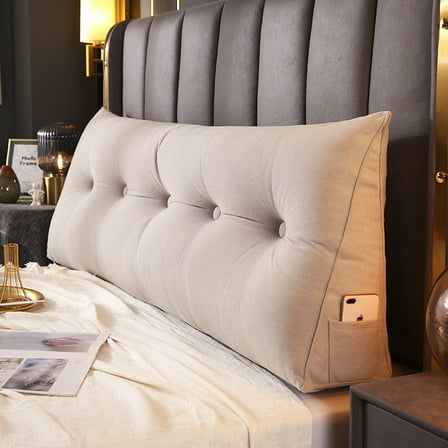 Euroco Modern Bolster Triangular Headboard, Upholstered Headboard for Queen Size Bed, Reading Pillows Headboard