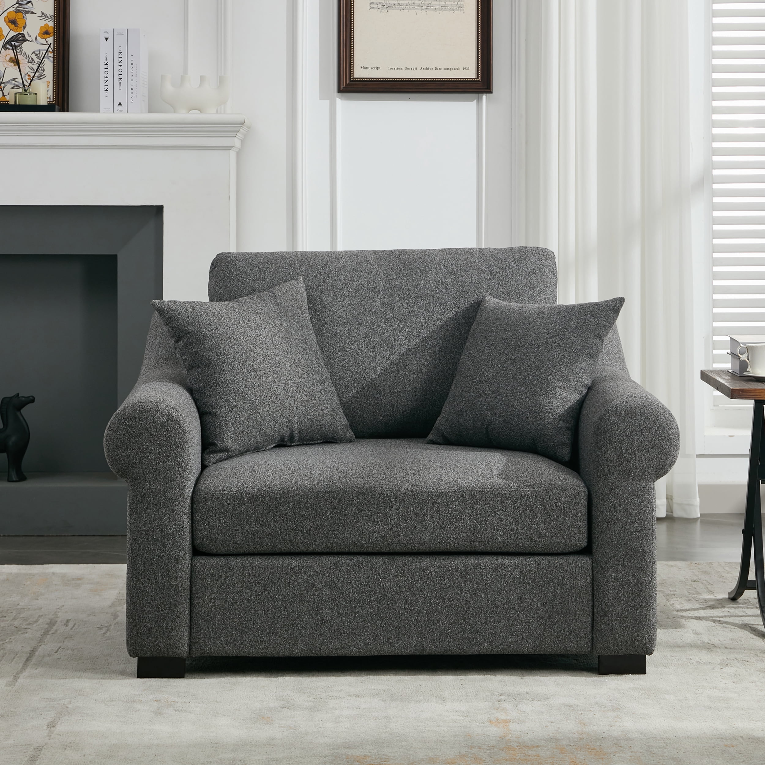 Euroco Modern Chenille Oversized Armchair, Chair and a Half, Single Sofa for Bedroom, Living Room,44.5" Wide, Grey