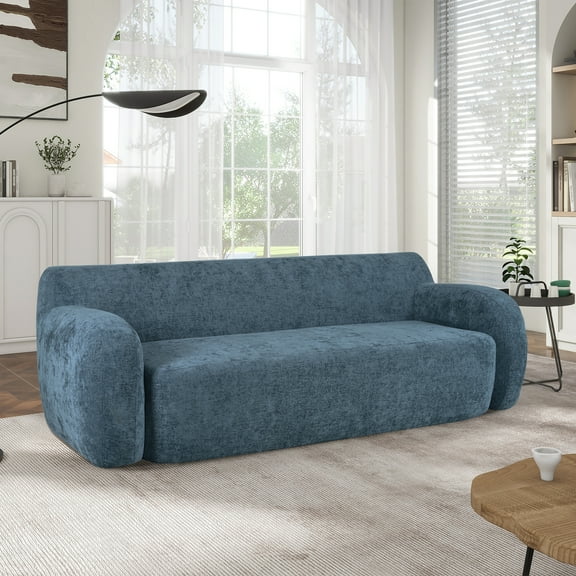 Euroco Modern Curved Sofa with Extra-Deep Seats, Streamlined Ergonomic Design, High-Density Foam Cushions, No Assembly Required – Cloud-Like Upholstery for Living Room
