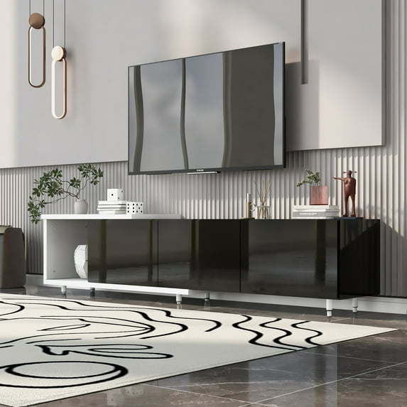 Euroco Modern Extendable Coffee Table with 3 Drawers,High-Gloss Finish, Adjustable Length from 70.1" to 100", Hidden Storage