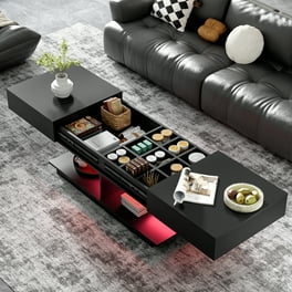 Euroco Rotatable Top Coffee Table with Hidden Storage – Modern