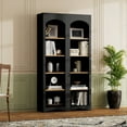 thumbnail image 1 of Euroco Modern Farmhouse Walnut Hall Tree with Storage, Adjustable Shelves, and Seating Bench，Black, 1 of 10