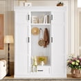 thumbnail image 1 of Euroco Modern Large Hall Tree with Hooks, Cabinets, Adjustable Shelves, and Seating Bench, 1 of 9