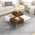 thumbnail image 1 of Euroco Modern Nesting Coffee Tables Set of 4 -Mid Century Modern Square Living Room Table, Free Adjustable Shape,Versatile and Stylish Accent Furniture for Your Living Room White & Walnut Color, 1 of 6