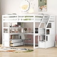 thumbnail image 1 of Euroco Modern Wood Full Size Loft Bed with Desk, Shelves and Drawers for Kids Teens, White, 1 of 15