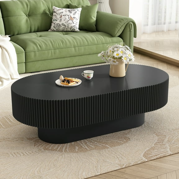 Euroco Modern coffee Table with Cylindrical Legs, Painted Finish, Easy Assembly,Modern Drum End Table, Minimalist Center Table with Sturdy Base for Living Room