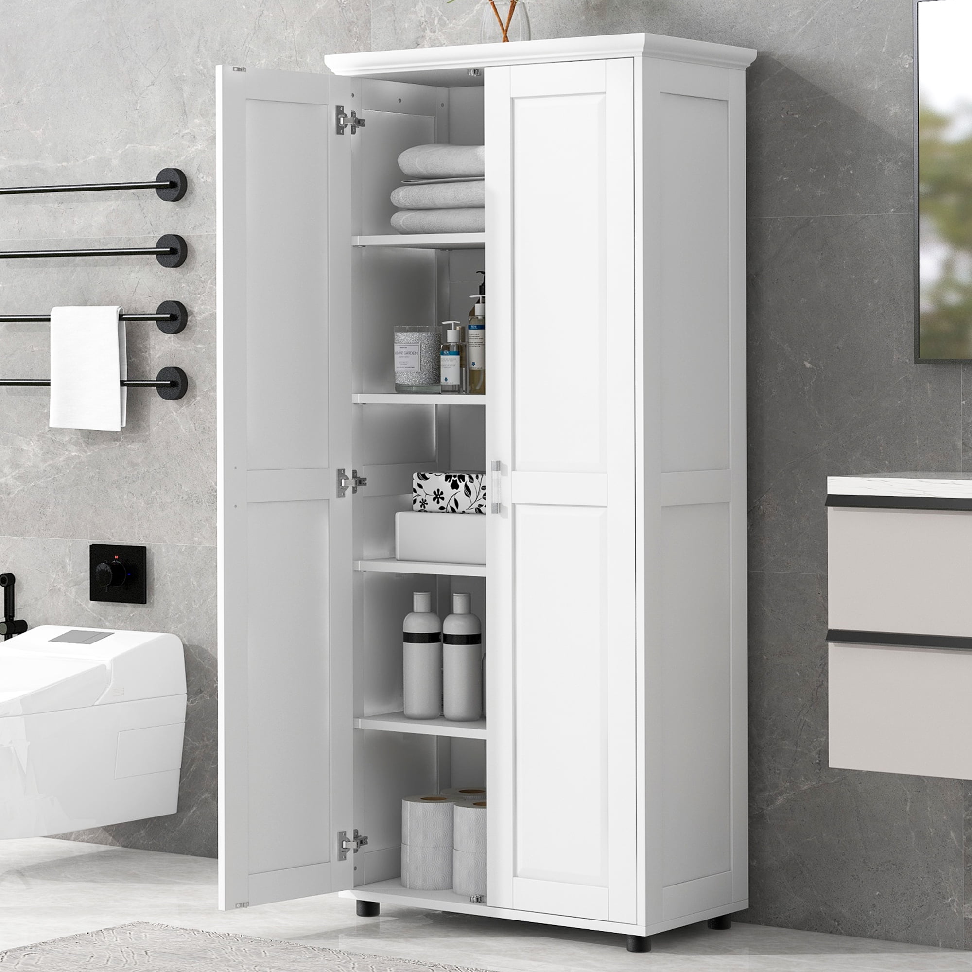 Euroco Multi-Functional Freestanding Storage Cabinet with Adjustable ...