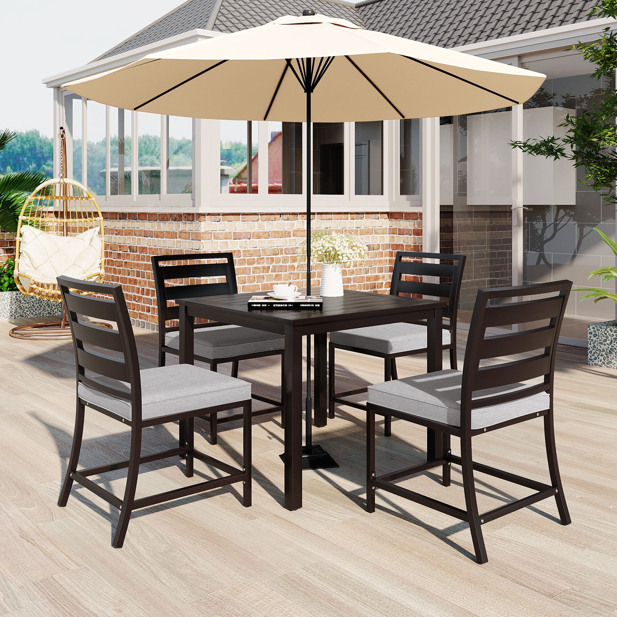 Euroco Outdoor Dining Table and Chairs for 4 Persons, Patio Table Set