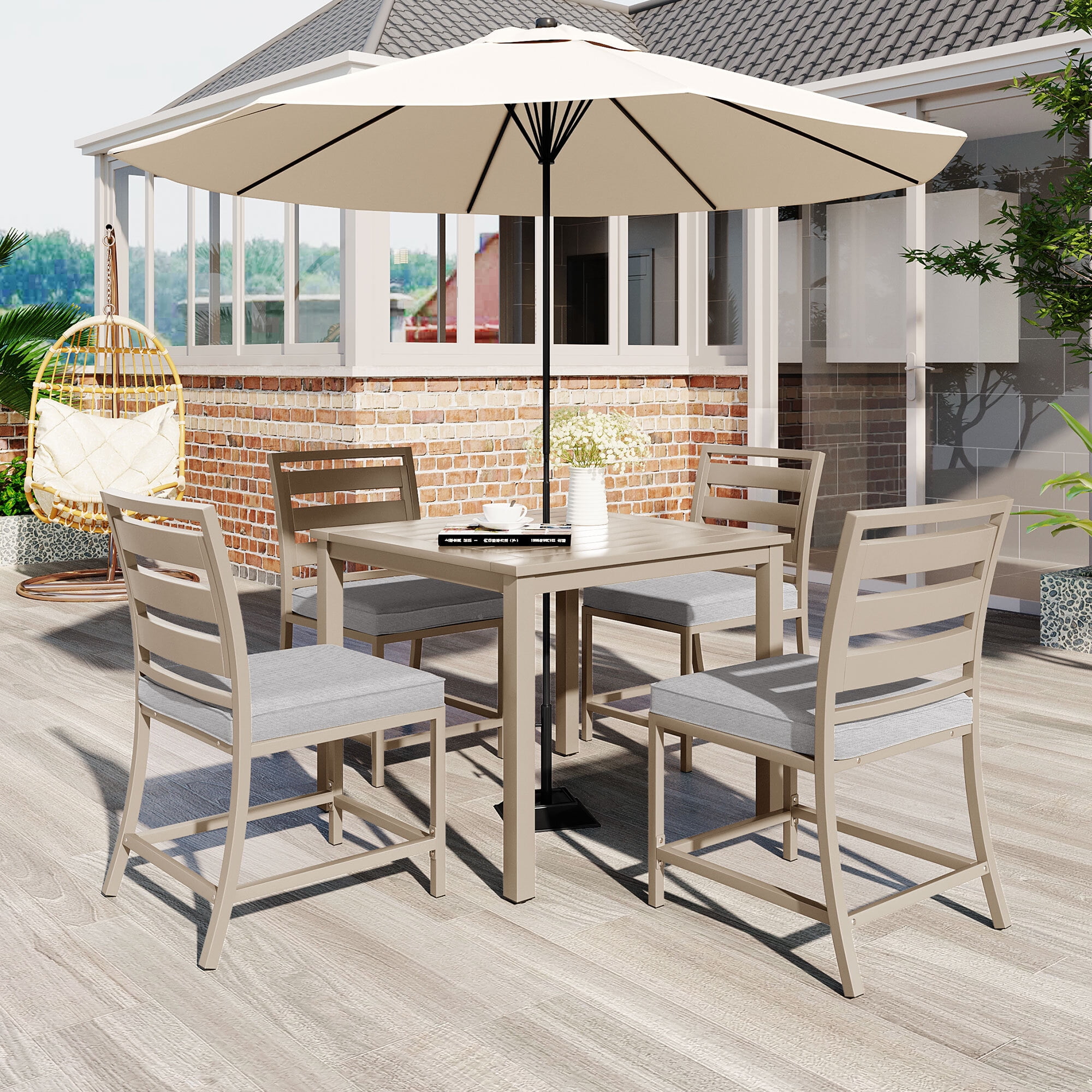 Euroco Outdoor Dining Table and Chairs for 4 Persons, Patio Table Set
