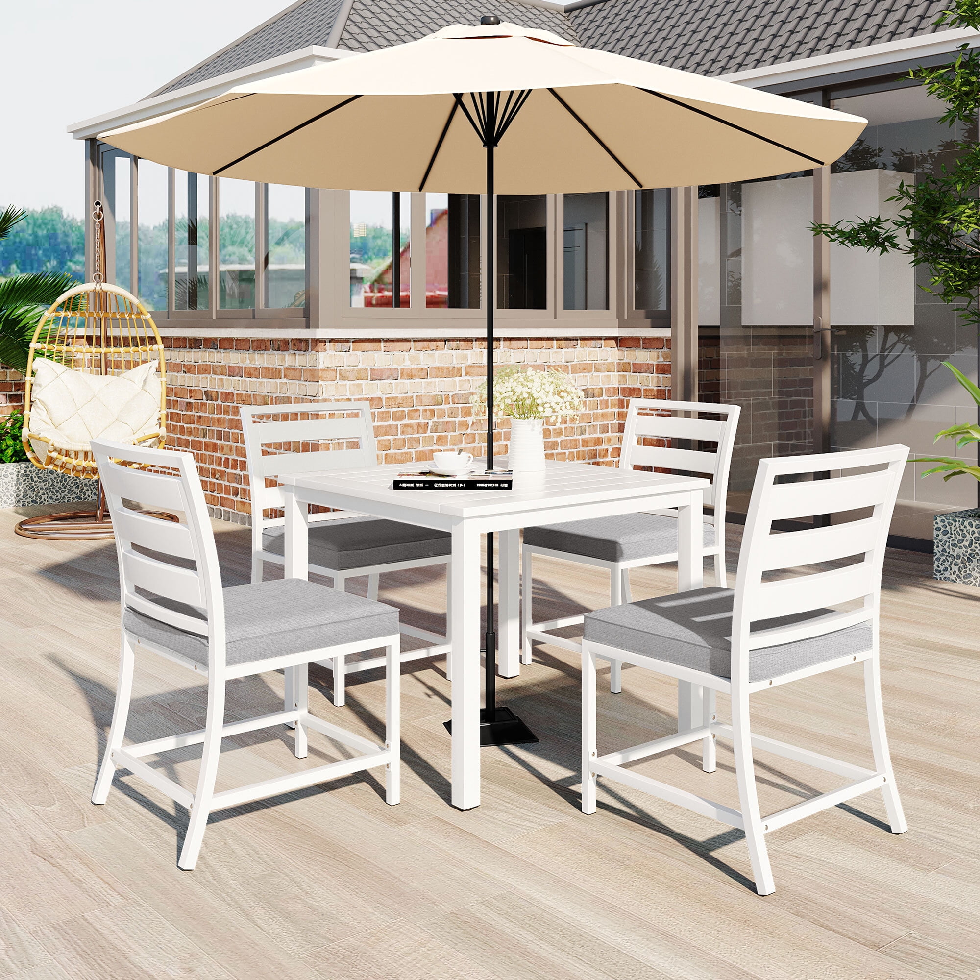 Euroco Outdoor Dining Table and Chairs for 4 Persons, Patio Table Set