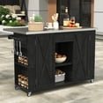thumbnail image 1 of Euroco Outdoor Rolling Kitchen Island with Storage Shelves, Spice Racks, Towel Bars & Bottle, Foldable Stainless Steel Top, Solid Fir Wood Frame, 1 of 9