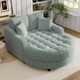 thumbnail image 1 of Euroco Oversized Round Chenille Chaise Lounge with Tufted Seat, Removable Pillows & High-Density Cushion – Modern Upholstered Lounge Chair for Bedroom or Living Room, 1 of 9