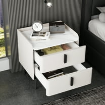 Euroco PU Leather Nightstand with 2 Drawers,Modern Bedside Table End Table for Bedroom, Living Room,White
