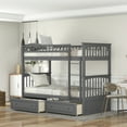 thumbnail image 1 of EEuroco Pine Wood Convertible Twin over Twin Bunk Bed with Storage 2 Drawers, Gray, 1 of 13