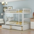 thumbnail image 1 of Euroco Pine Wood Convertible Twin over Twin Bunk Bed with Storage 2 Drawers, White, 1 of 14