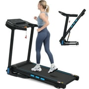 Euroco Portable Treadmill with 6% Auto Incline, 3.5HP Folding Treadmills with Heart Rate Sensor,LED Display,Handle Bar and Bluetooth Speaker, 350Lbs Walking Pads Treadmill for Home