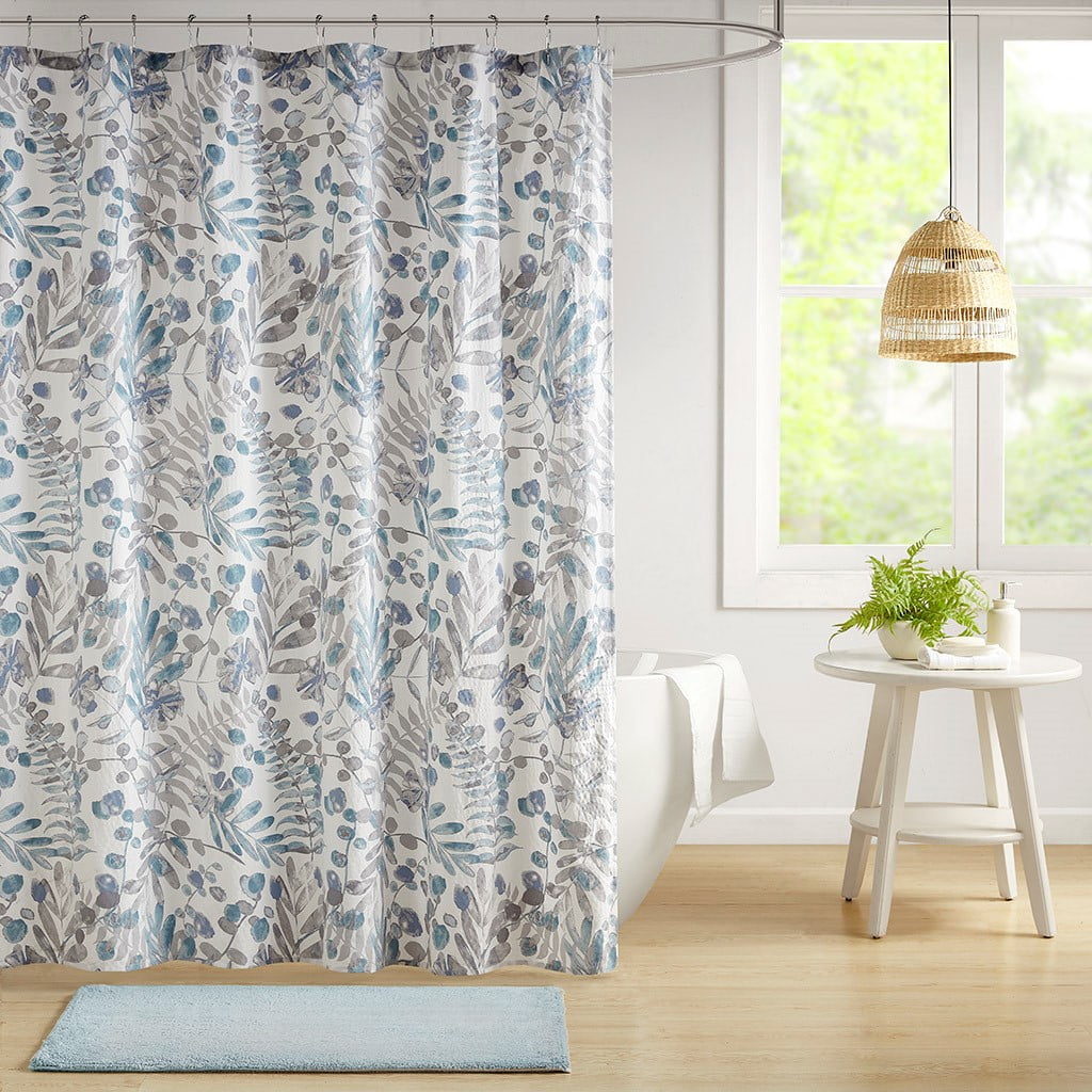 Euroco Printed Seersucker Shower Curtain
