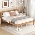 thumbnail image 1 of Euroco Queen Platform Bed, Modern Wood Frame Bed with Headboard and Slats for Living Room,Adults,Oak, 1 of 11