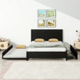 thumbnail image 1 of Euroco Queen Platform Bed with 2 Drawers and Trundle,Solid Metal Frame with Headboard for Adults,Black, 1 of 17