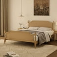 thumbnail image 1 of Euroco Rattan Queen Size Platform Bed for Adults Living Room, Walnut, 1 of 11
