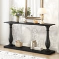 thumbnail image 1 of Euroco Retro Console Table,63" Extra Long Entryway Table with Open Storage Shelf and Vase-Leg Design, 2-Tier Narrow Sofa Table Behind the Couch for Living Room Entryway Bedroom,Black, 1 of 6