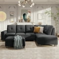 thumbnail image 1 of Euroco Reversible Sectional Sofa 6 Seat Couch with Storage Ottoman, L-shape Sofa with Rivet for Living Room, Dark Gray, 1 of 8