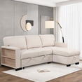 thumbnail image 1 of Euroco Sectional Sofa Set with Pull-Out Bed L-Shaped Lounge Sofa with Storage Rack Functional Sofa with Drop Down Table and USB Charger, Beige, 1 of 10