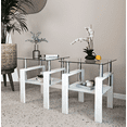 thumbnail image 1 of Euroco Set of 2, Modern Tempered Glass Tea Table Coffee Table End Table, Square Table for Living Room, Transparent/White, 1 of 6