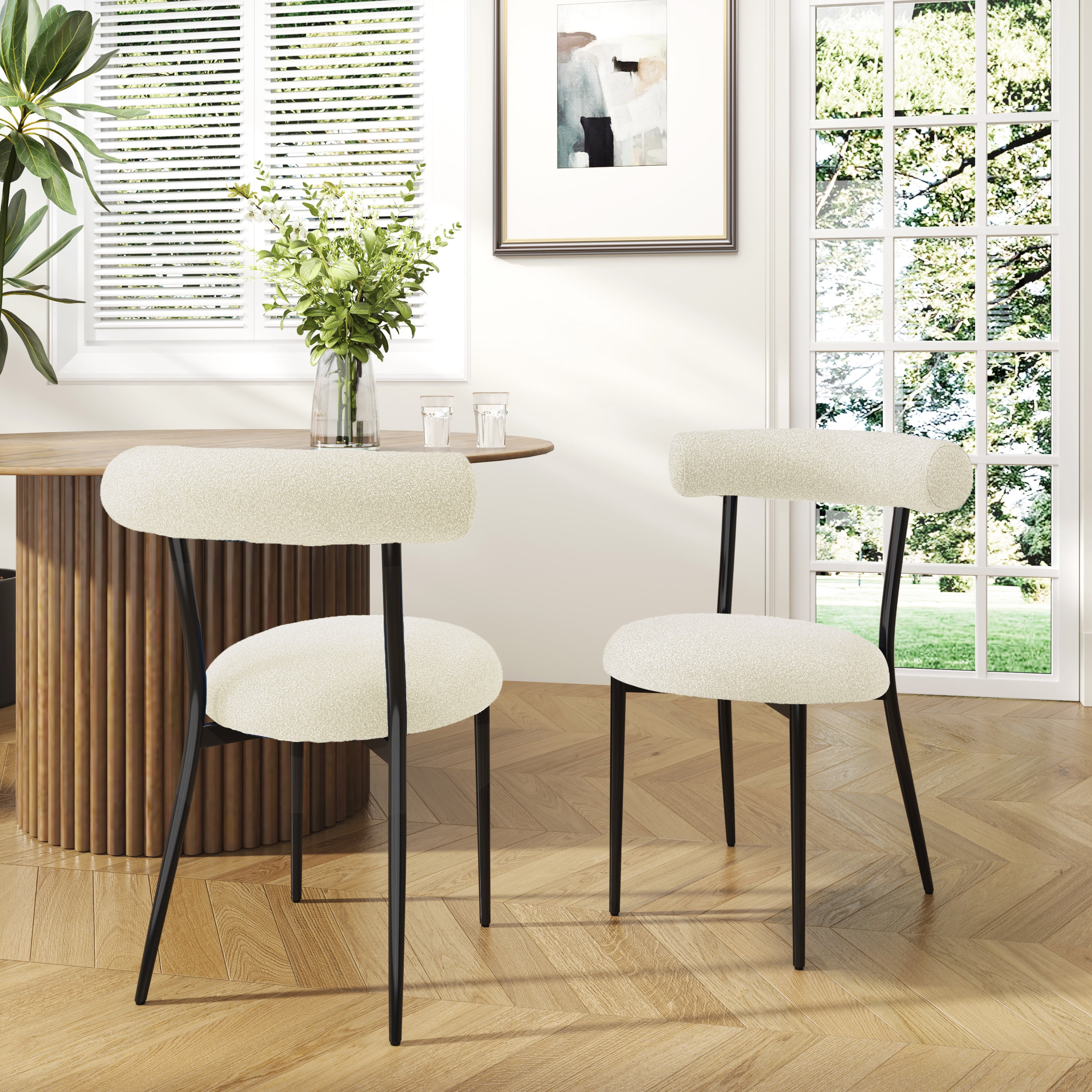 Euroco Set of 2 Modern Upholstered Barstools with Metal Frame and Open Back, 20.5'' Seat Height