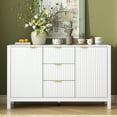 thumbnail image 1 of Euroco Sideboard Buffet Cabinet,47" Storage Cabinet with Adjustable Shelves,Metal Handles,3 Drawers and 2 Doors,Wood Console Table for Study,Hallway and Living Room,White, 1 of 7
