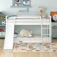 thumbnail image 1 of Euroco Solid Wood Twin over Twin Kids Bunk Bed with Ladder and Slide, White, 1 of 13