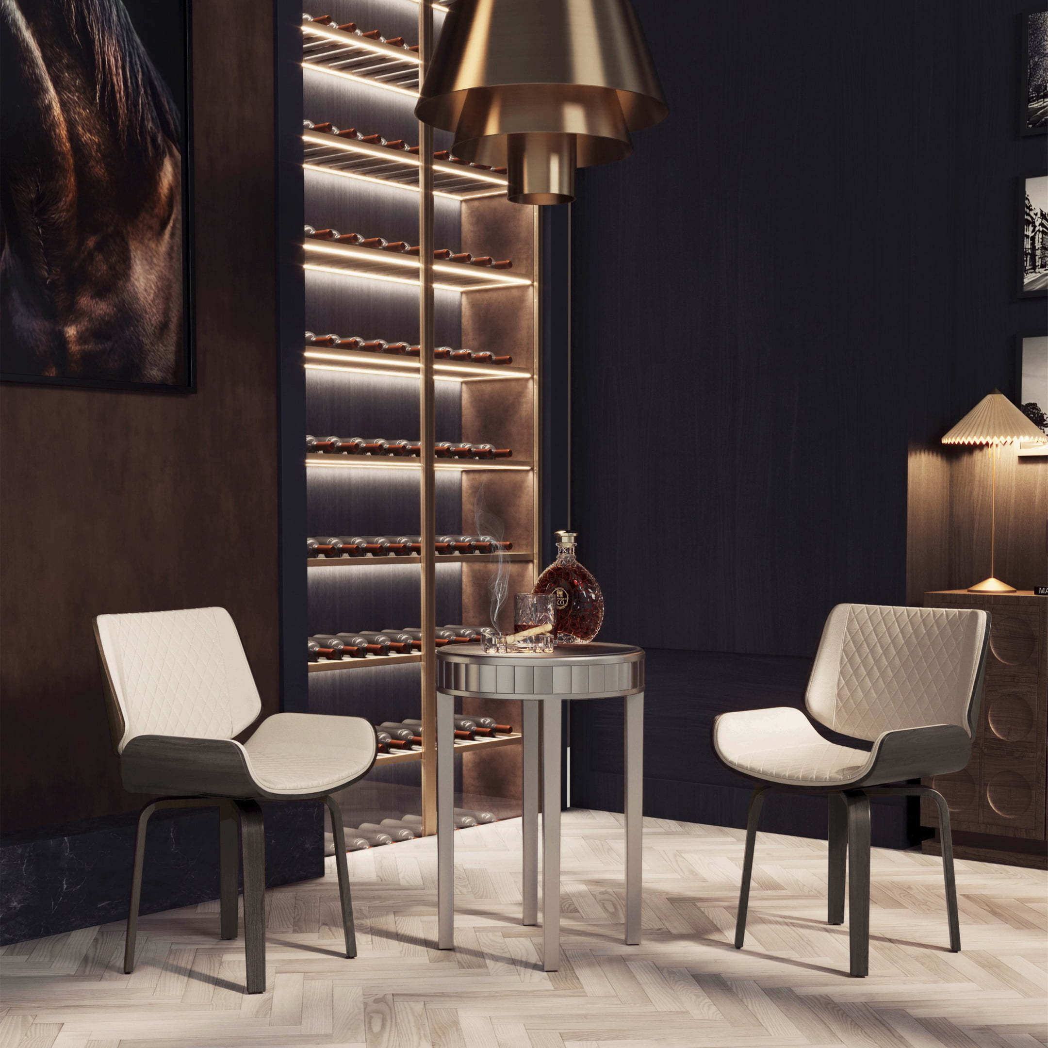 Euroco Swivel Dining Chairs Set of 2,PU Leather Upholstered Kitchen Chairs for Dining Room,Beige