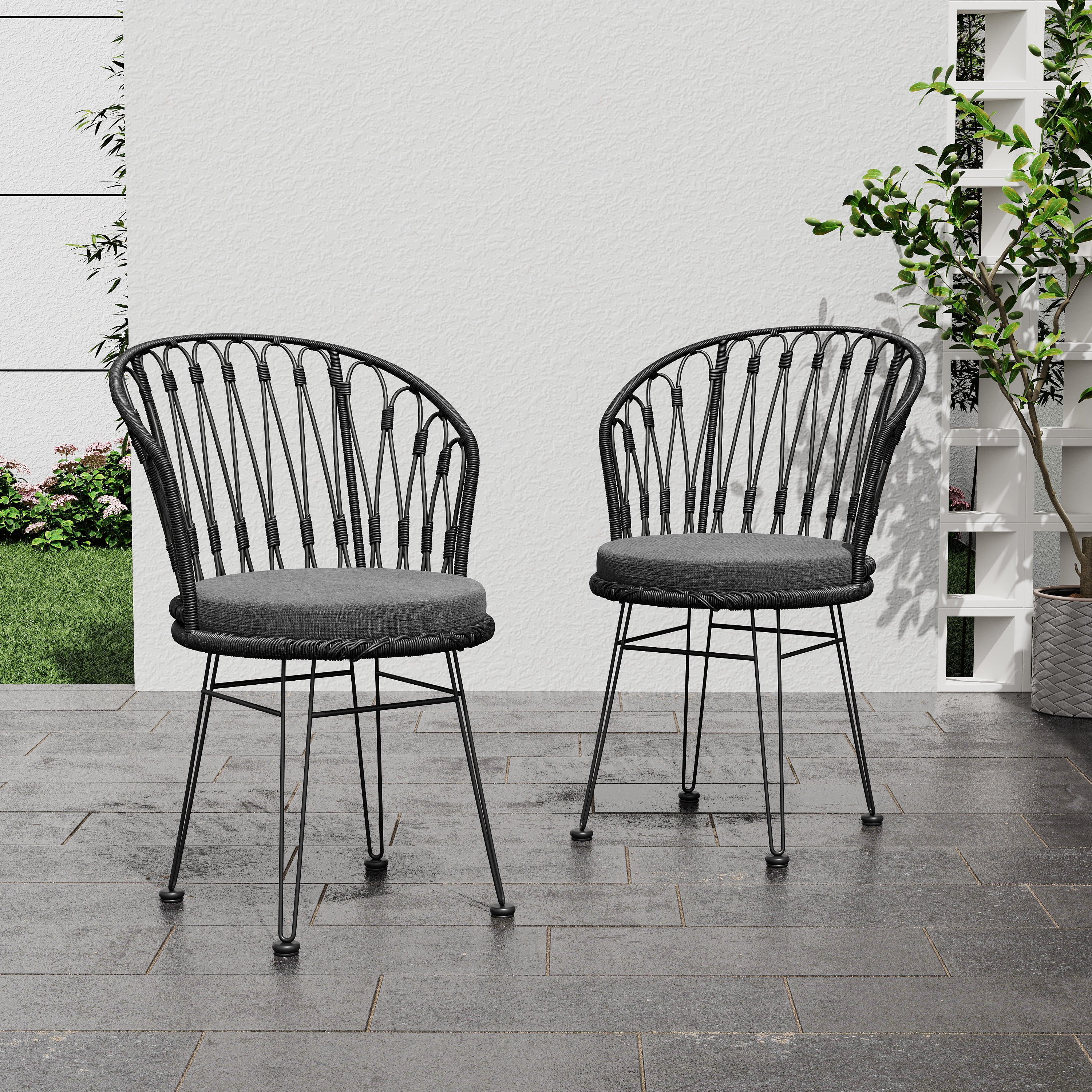 Euroco TAVON CHAIR,2PCS with 2 Cushions,Gray