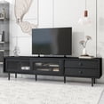 thumbnail image 1 of Euroco TV Stand for 75 inch Media Console with Sliding Glass Doors, Wood TV Console Entertainment Center for LIving Room, Black, 1 of 8
