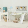 Euroco Twin LShaped Loft Bed with Slide and Ladder for Kids, 2 Beds in