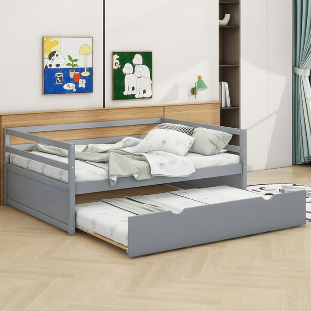 Euroco Twin Size Daybed with Twin Trundle Bed for Kids Teens Adults ...