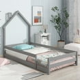 thumbnail image 1 of Euroco Twin Size House Bed, Low Profile Floor Bed with Chimney, Gray, 1 of 16