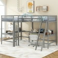 thumbnail image 1 of Euroco Twin Size L-Shaped Loft Bed with Built-in Desks,2-in-1 Loft Bed for Kids Teens Adults, Gray, 1 of 14