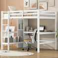 thumbnail image 1 of Euroco Wood Full Loft Bed with Storage Desk and Shelf for Bedroom, White, 1 of 12